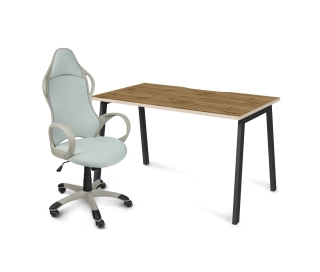 Комбинация стол прямой (дуб натюрель/черный) + кресло Trend 